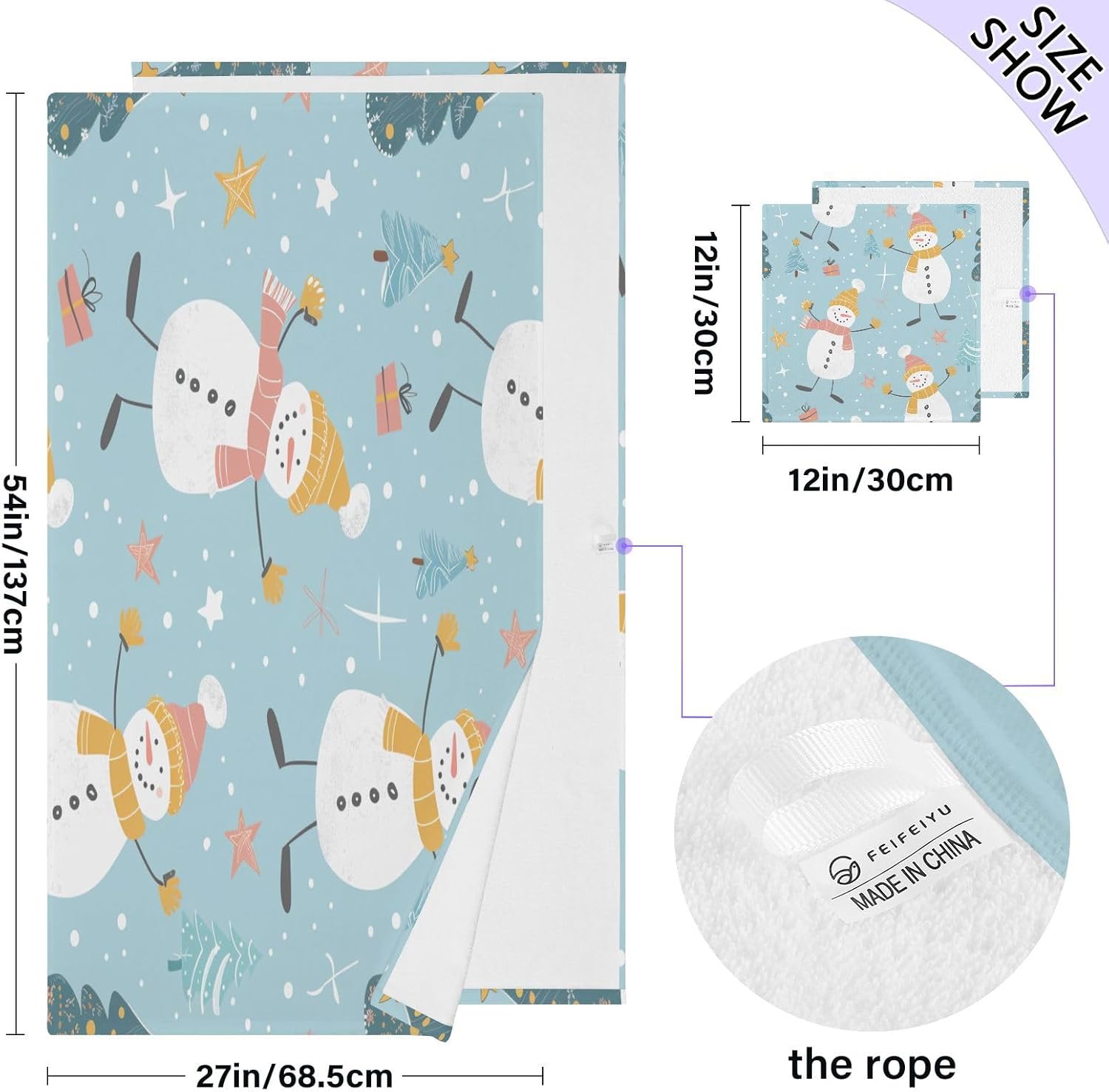 Hand Towels Premium Soft and Highly Absorbent Skating Snowmen Pattern 2 Pcs Towels for Bathroom Set 100% Cotton Decorative Face Towels