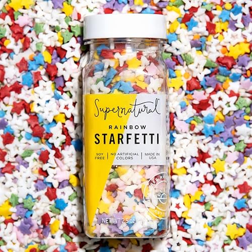 Supernatural - Rainbow Starfetti Sprinkles, sin colorantes artificiales, sin gluten.