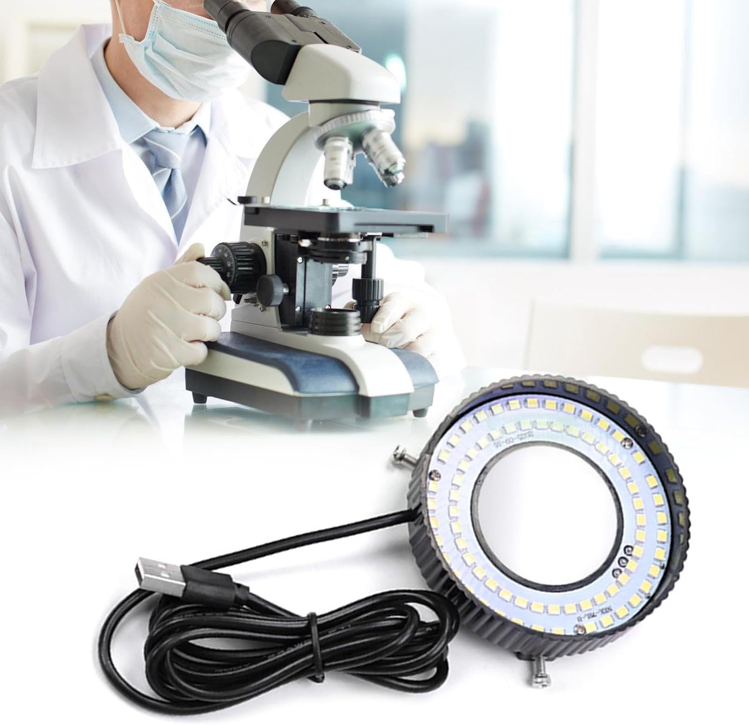 Adjustable Polarizing LED Rings Light for Microscopes Featuring 72 High Brightness Bulbs Compact Portable USB Powered Adjustable Polarizing Led Rings Light for Microscopes Featuring High Brightness