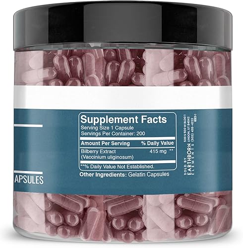 Miniatura 3 de Earthborn Elements Extracto de arándano 200 cápsulas, puro y sin diluir, sin aditivos