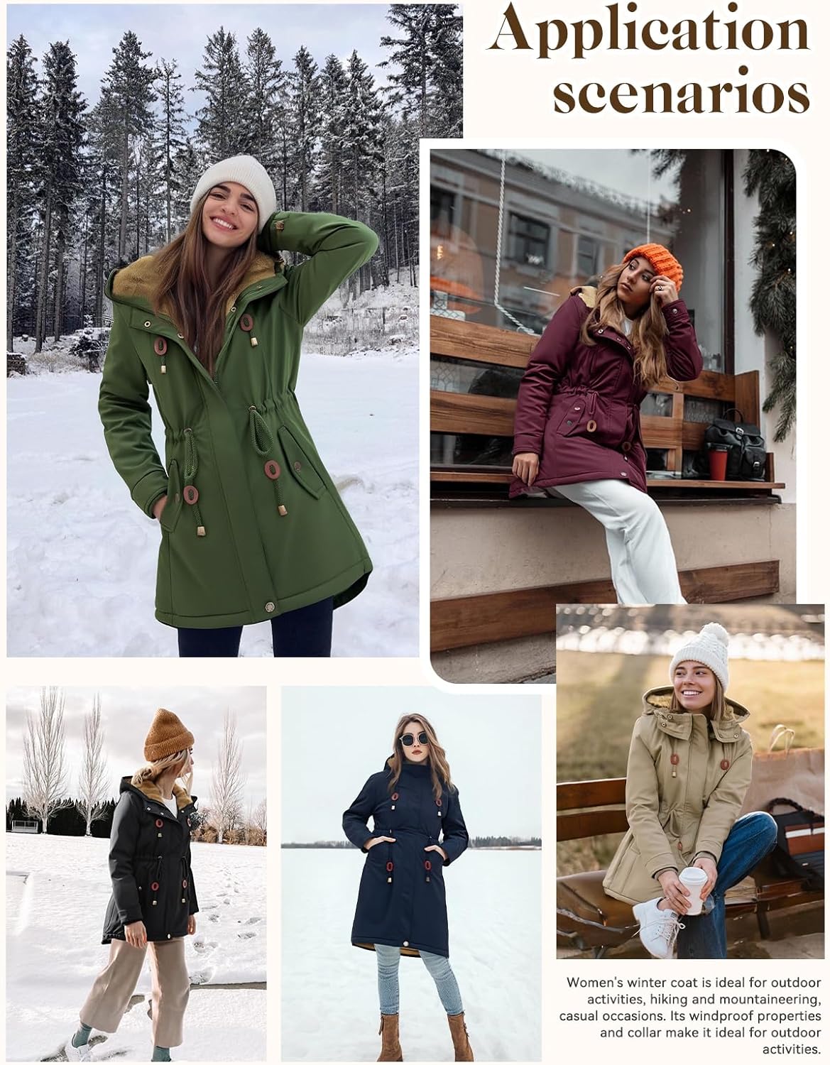 Yusongirl Parka Jacket Women Waterproof Fleece Lined Hooded Warm Winter Coat with Pockets for Daily Commute & Outdoor - Image 5