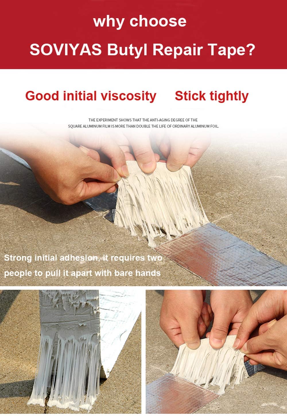 SOVIYAS High Strength Waterproof Self Adhesive Butyl Tape for Sealing