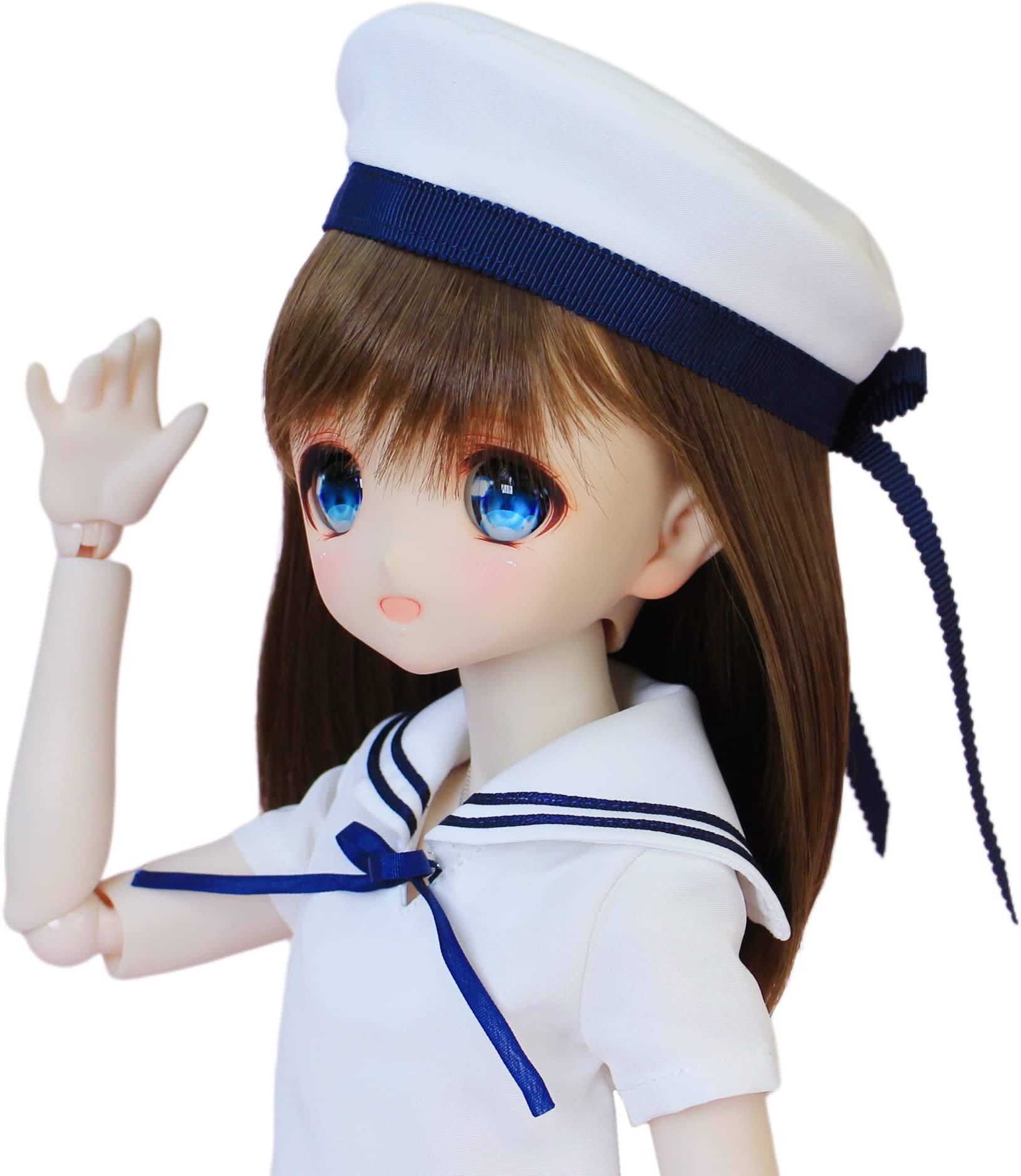 【Petite Marie】 1/3 MDD DD対応 (DDH-01~10対応) マリン べレー帽 マリンルック 白地 9~10インチ 40cm  60cm ドール BJD 人形服【プティットマリエ】[No.0146]