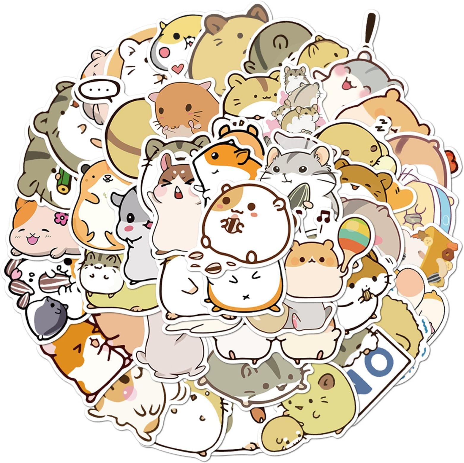 MAQIYI 50Pcs Hamster Stickers Cute Cartoon Animals Stickers for Water Bottle Scrapbook Laptop Skateboard Computer Stickers for Teens Kids Girls (Hamster)