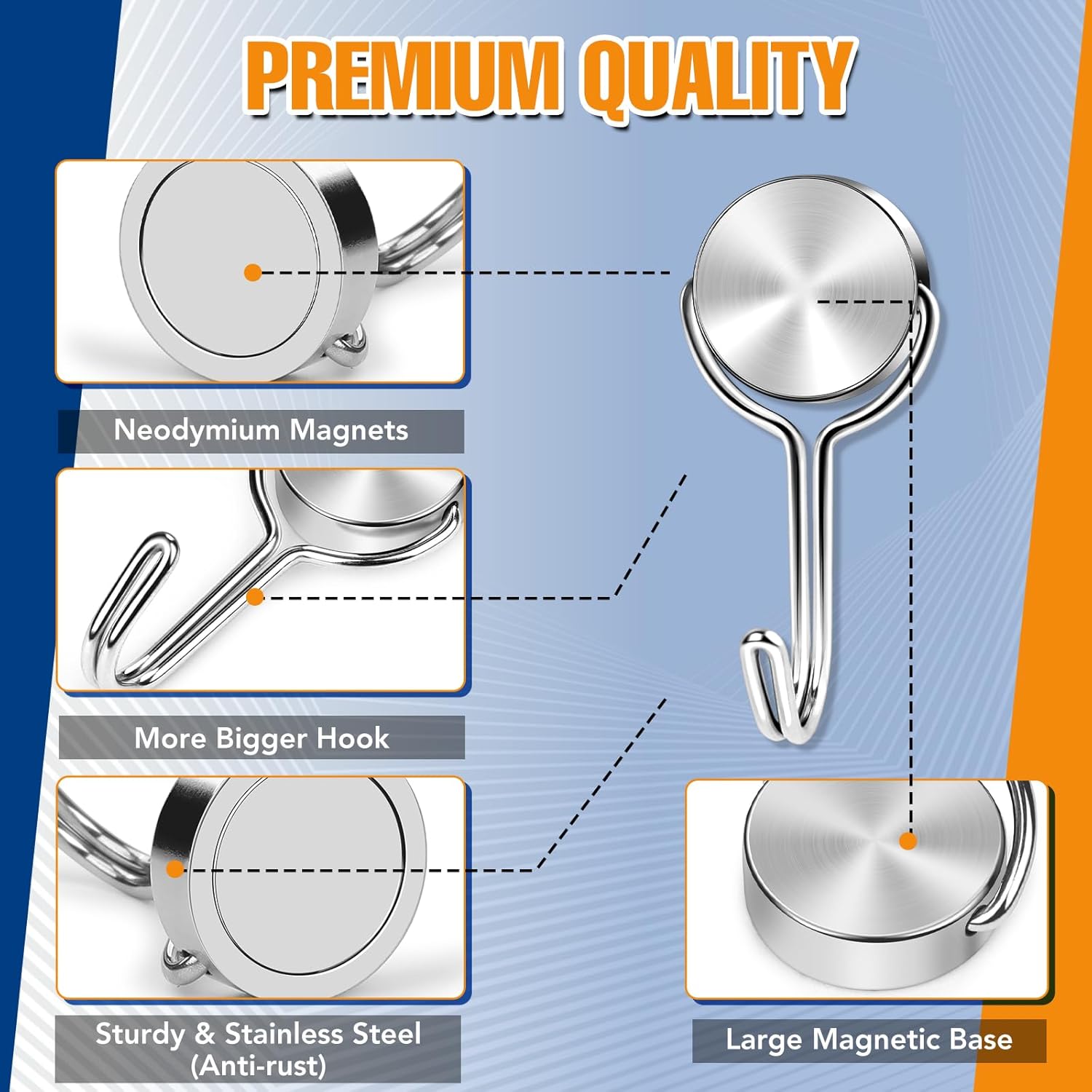 TRYMAG Strong Magnetic Hooks, 28LBS Heavy Duty Swivel Magnet Hooks for Cruise Cabins, 6 Pack Neodymium Magnets with Swivel Hooks for Hanging, Locker, Magnetic Metal Hanger for Fridge, Storage, Toolbox - Image 4