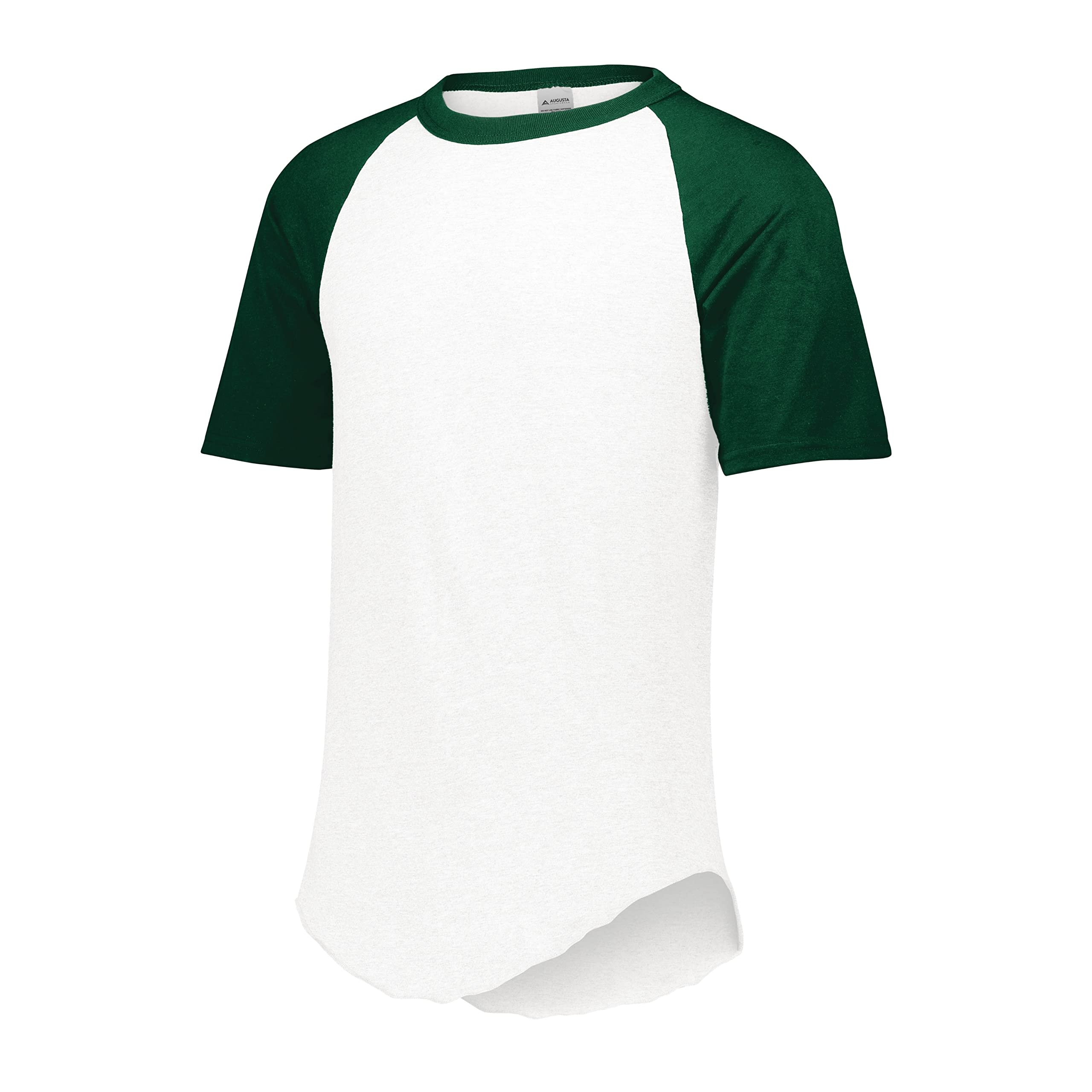 Augusta Sportswear Men's Small Short Sleeve Baseball Jersey, White/Dark Green