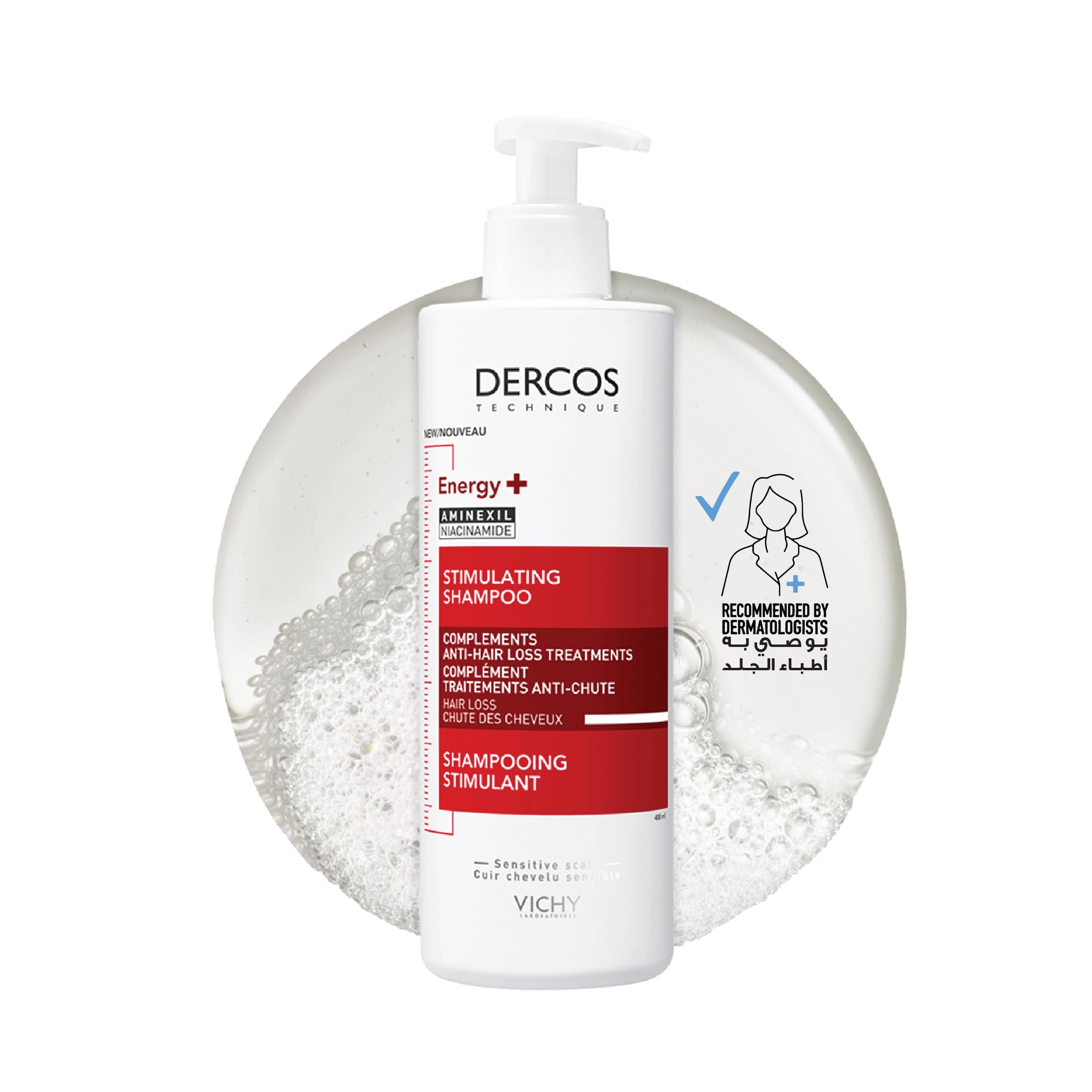 Vichy Dercos Energy + Stimulating and Anti Hair Loss Shampoo with Aminexil 400ml