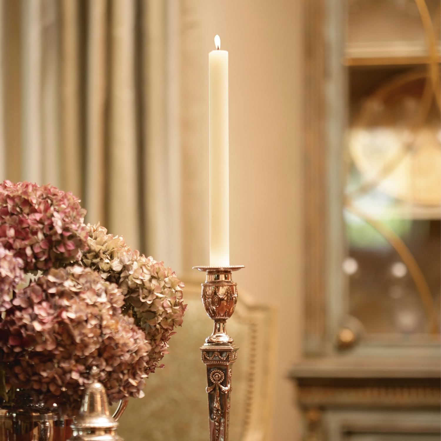 Root Candles 4-Count Unscented Dinner Candles Dripless Beeswax Enhanced Timberline™ Collenette Boxed Candle Set, 9-Inch, Ivory