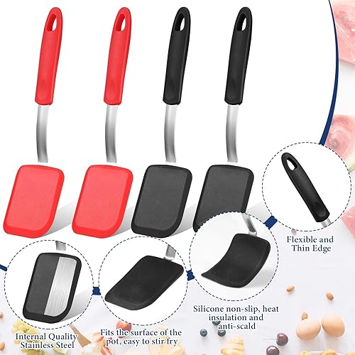 Miniatura 3 de Gejoy 4 espátulas de silicona para galletas, mini espátulas de brownie, espátulas flexibles de silicona antiadherentes, resistentes al calor, sin