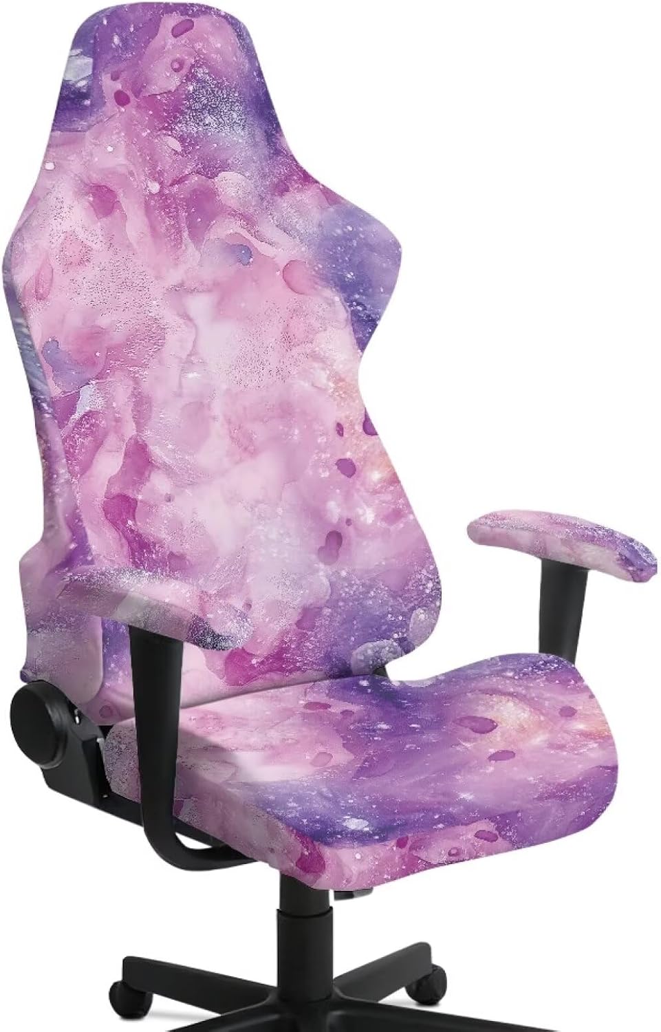Gamer Chair Covers Stretchable Purple Gaming Chair Seat Cover 4-Piece Office Seat Covers with Armrest Cover Rotating Desk Chairs Protector Cat Proof Scratch