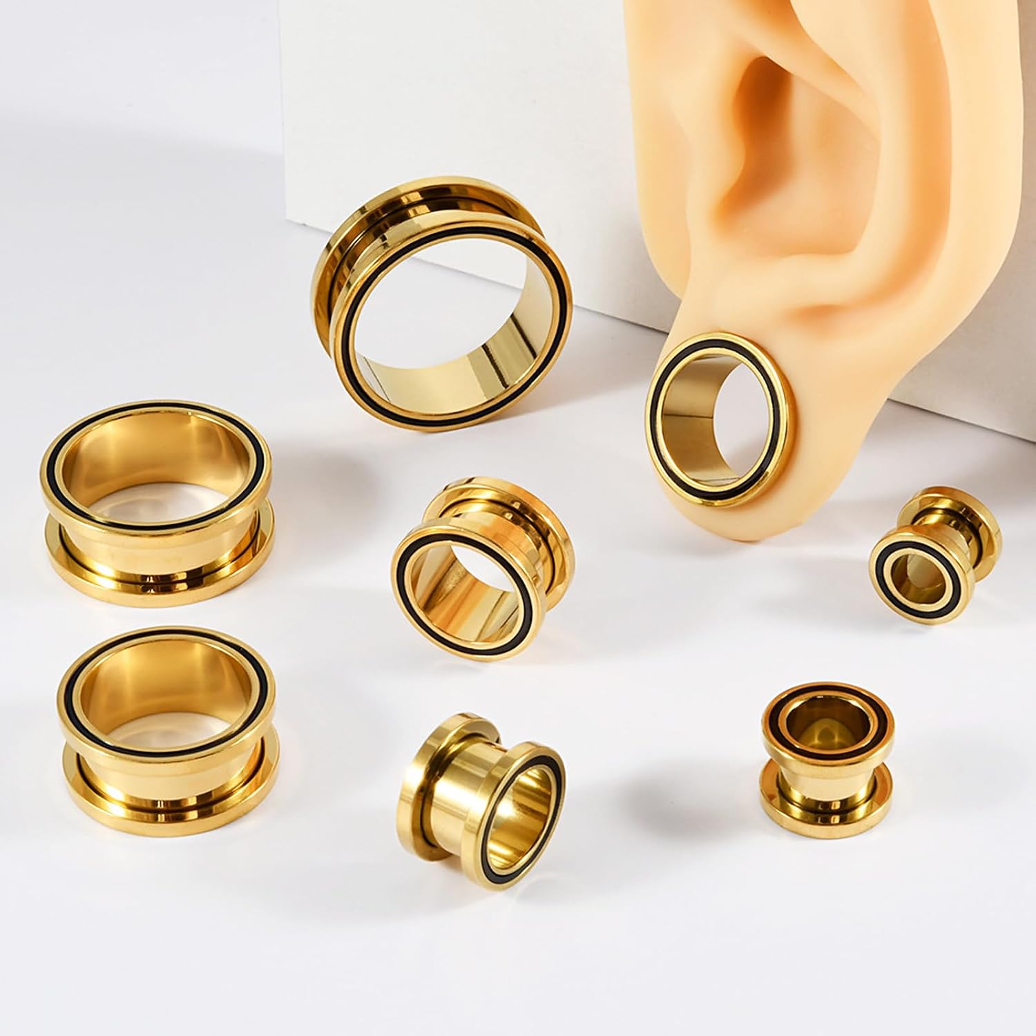 Aienid 2 Pcs Ear Gauges Stainless Steel 8mm-25mm Ear Expanders for Stretched Flesh Tunnels Body Piercing Jewelry for Men Women
