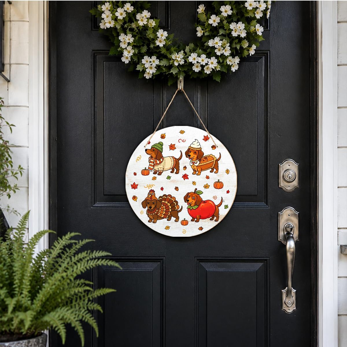 Fall Dachshund Wood Sign, Thanksgiving Pumpkin Wiener Dog Wall Decor image 5