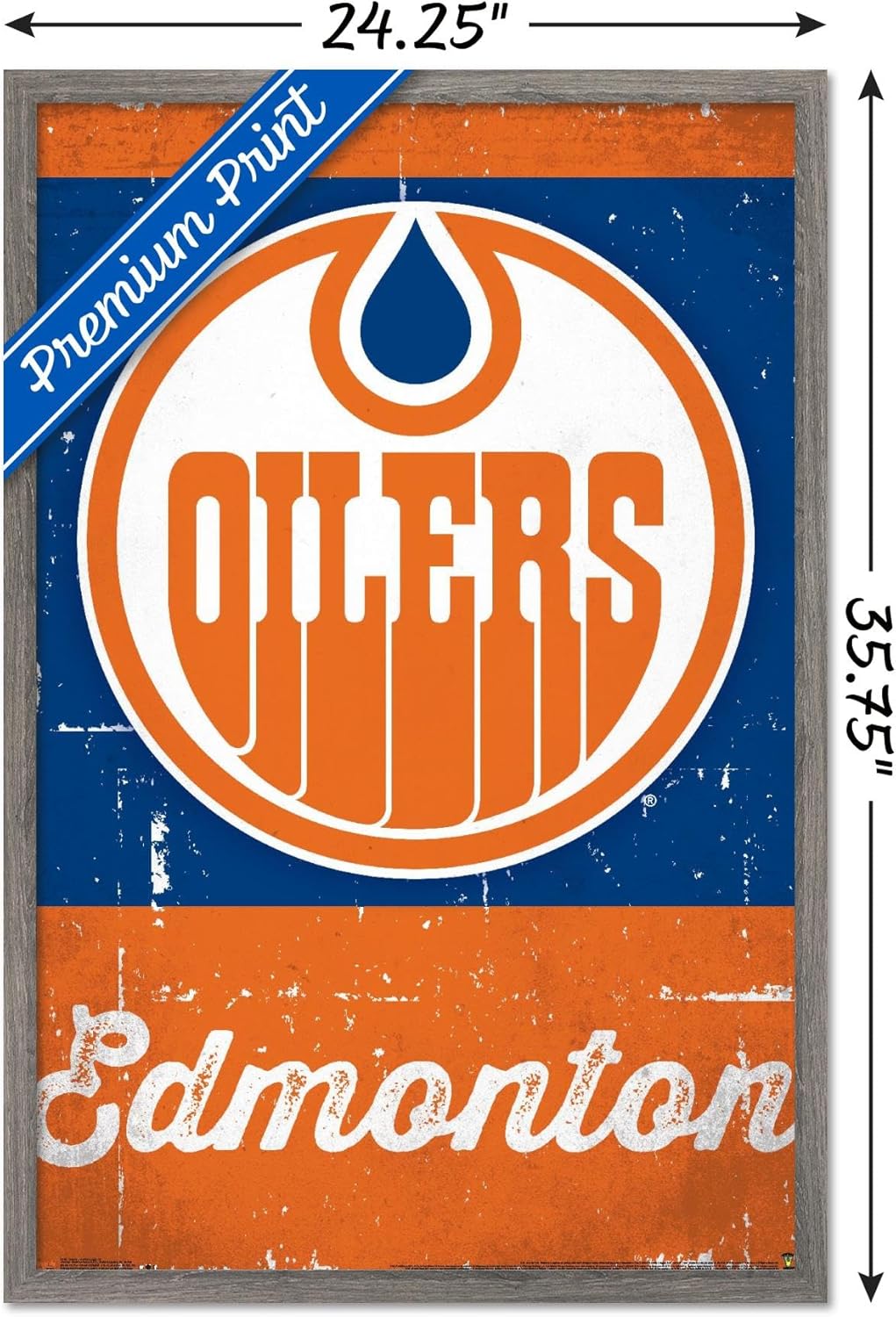 Trends International NHL Edmonton Oilers - Retro Logo 13 Wall Poster, 22.375" x 34", Barnwood Framed Version