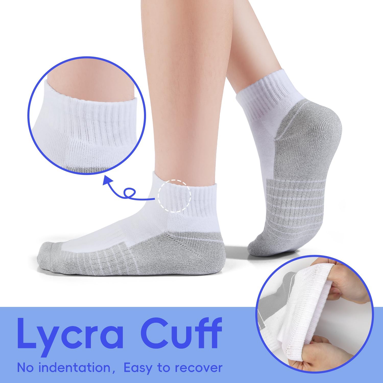 Begrily Mens Cotton Athletic Ankle Socks - 6/8 Pack Thick Cushion Low Cut Sock Comfortable for Running Sport Casual Work - Image 5