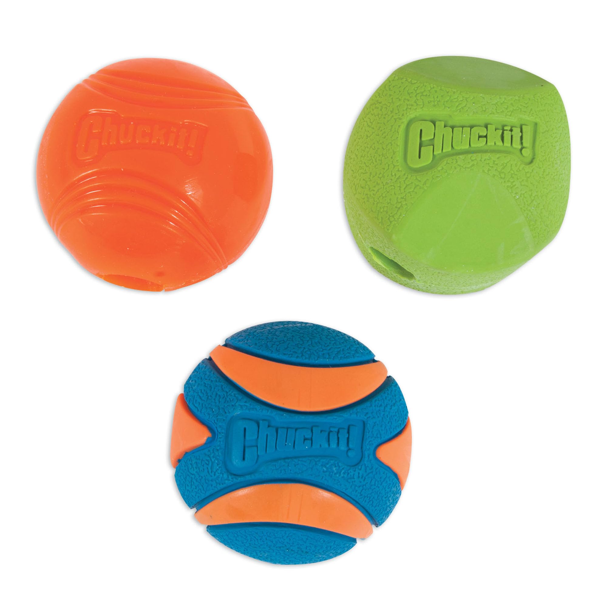 Chuckit! Fetch Pack Dog Ball Dog Toys, Medium (2.5 Inch) Pack of 3, for Medium Breeds, Includes Erratic, Strato and Ultra Squeaker Balls