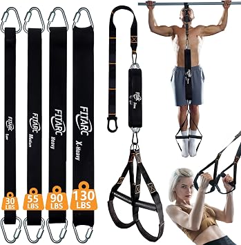 Fitarc Pull Up Assistance Bands Set,Pull Up Assist Strap with Handle,14 Levels of Assistance Up to 300LBS