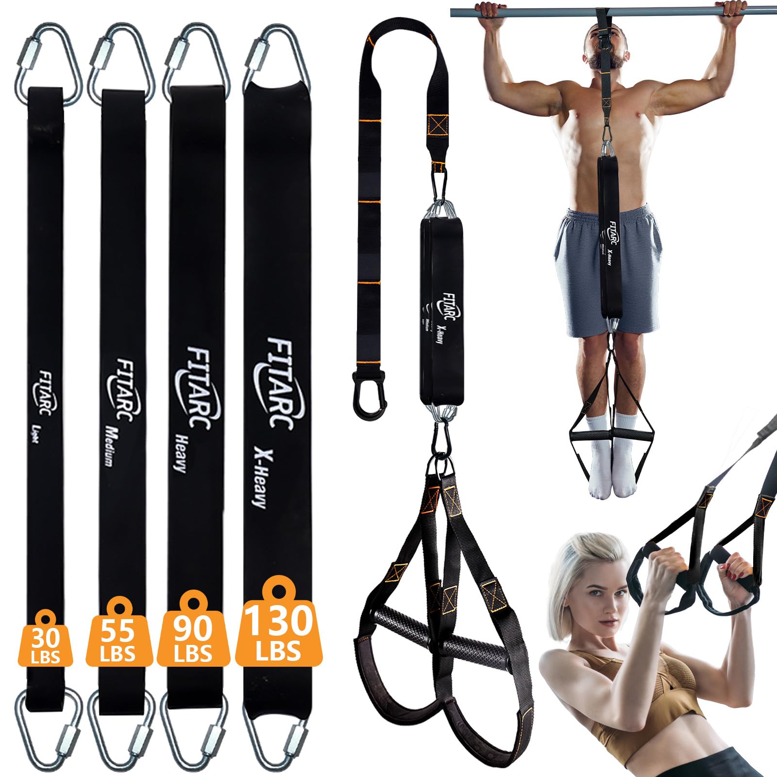 - Fitarc Pull Up Assistance Bands Set,Pull Up Assist Strap with Handle,14 Levels of Assistance Up to 300LBS