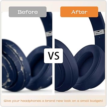 Beats Studio 2 & Studio 3 için Yedek Kulak Pedleri Kablolu ve Kablosuz Kulaklıklar, Kulak Yastıkları, Kulak Kupaları Kapak Onarım Parçaları (Koyu Mavi)
