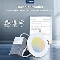 Vista 8 de Amico 16 Pack 4 Inch 5CCT Ultra-Thin LED Recessed Ceiling Light with Junction Box, 2700K/3000K/3500K/4000K/5000K Selectable, 11W Eqv 70W, Dimmable