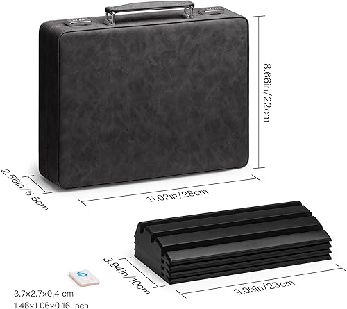 Miniatura 9 de Juego de Rummy, 2 a 4 jugadores con 106 fichas y 4 bastidores, juego de viaje Rummy con funda de piel sintética, divertidos juegos de mesa clásicos