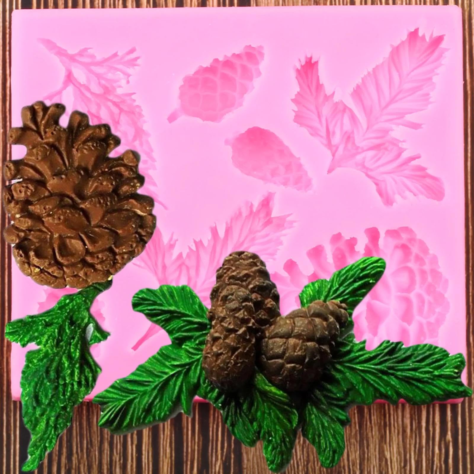 Stampi in silicone per resina, 11,3 x 9,9 cm, a forma di pigna, per decorare torte, caramelle, argilla, cioccolato