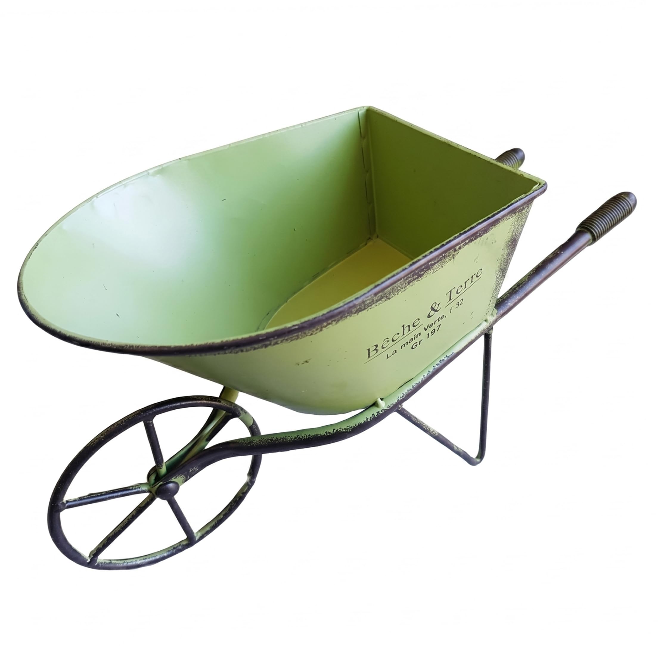 Bemonew Metal Planter, Decorative Wheelbarrow Outdoor Planter Iron Garden Pot & Decor For Patio, Balcony - Green