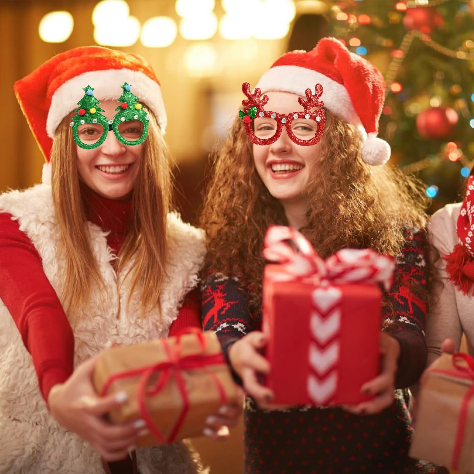 6 Montature Per Occhiali Di Natale Con Elementi Festivi, Babbo Natale, Alce, Albero, Cappello, Lettera – Decorazioni Per Feste E Foto
