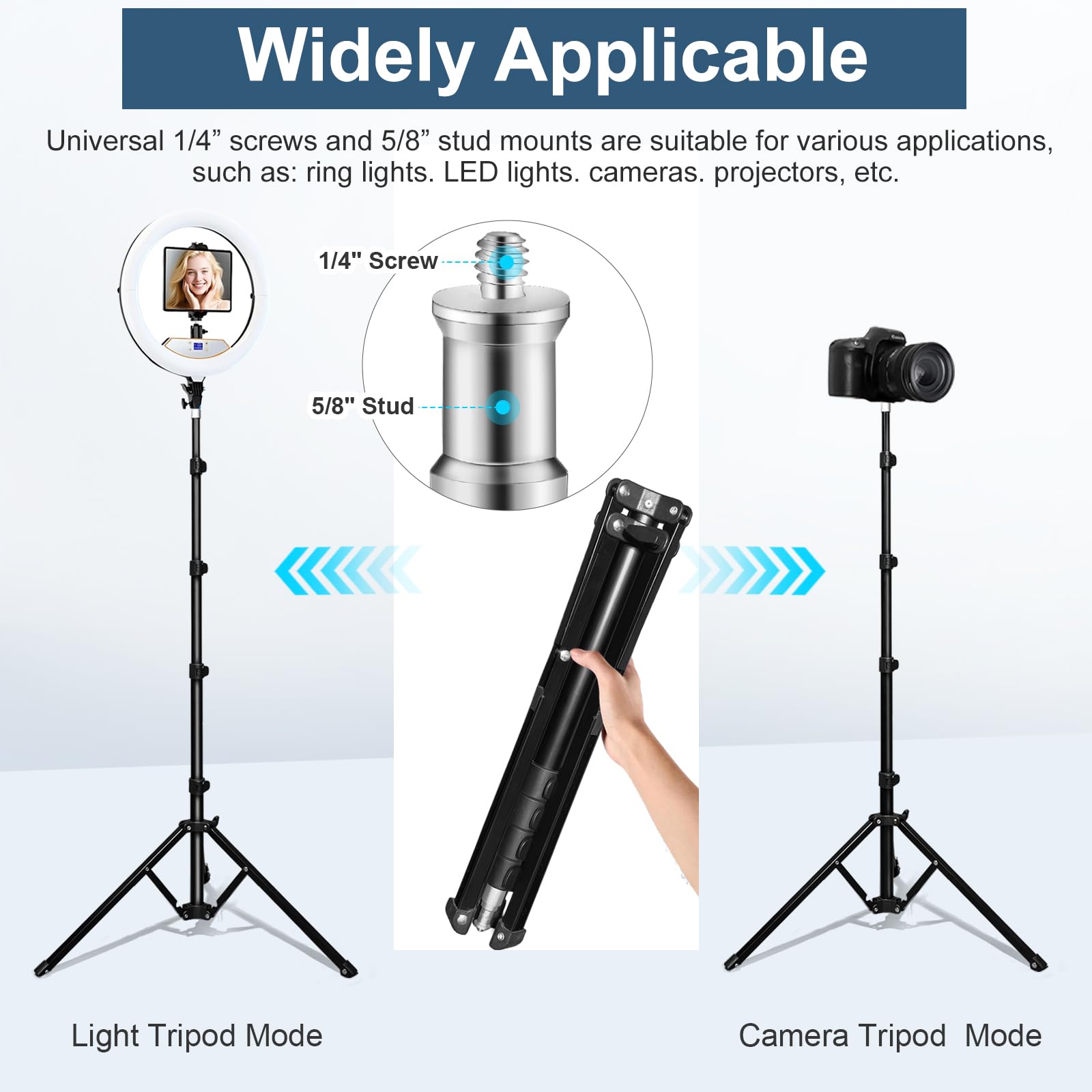 208,3 cm hoher Mikrofon- und iPad-Bodenstativ, faltbar, robuster Galgen-Mikrofonständer mit Handy-/Tablet-Halterung, Dual-Gerätehalterung für Singen, Performance, Karaoke, Sprache, Bühne und
