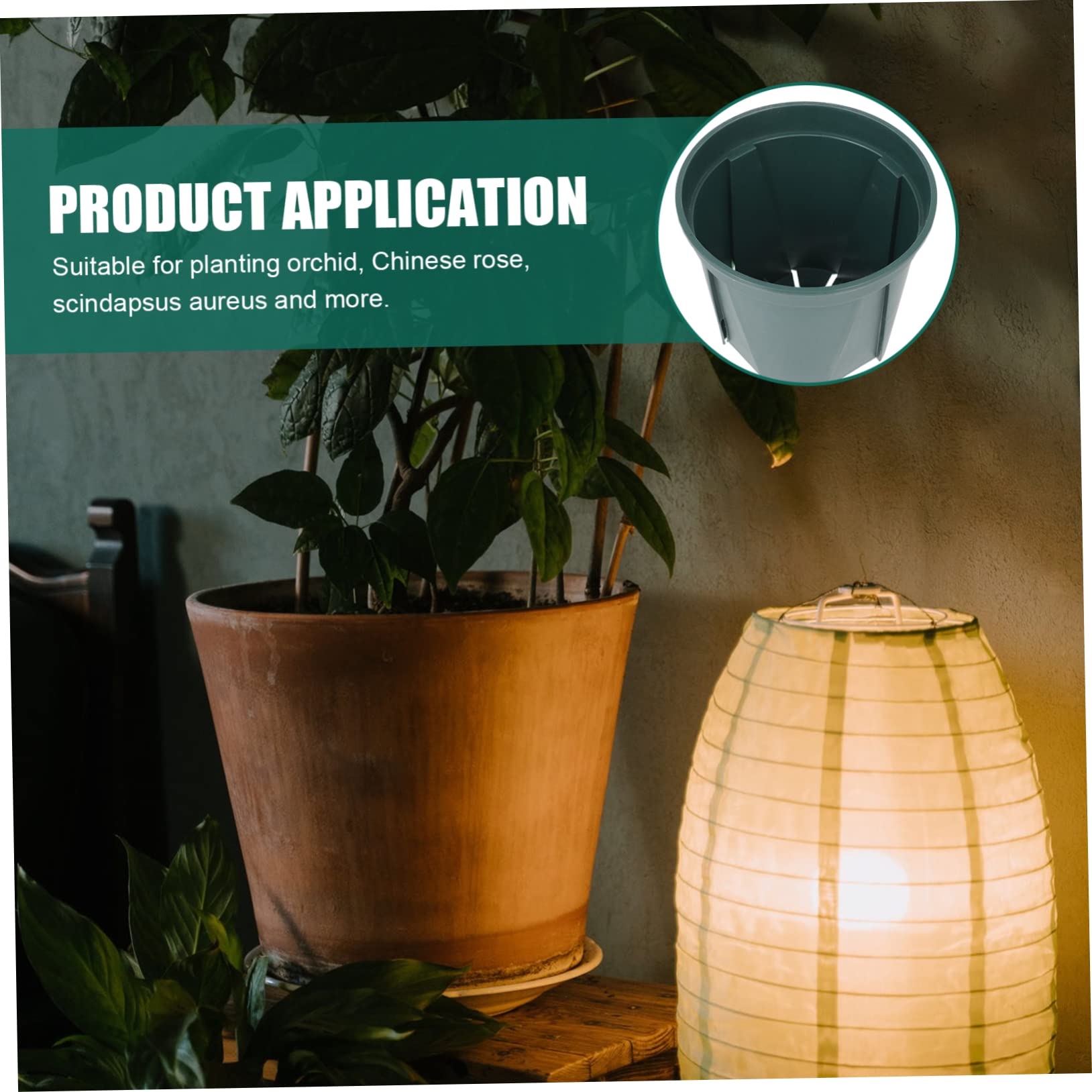 5 Pièces Lot de Pots de Fleurs Plastique Rond des Racines Respirant pour Plantes Vertes Intérieur Extérieur Jardin