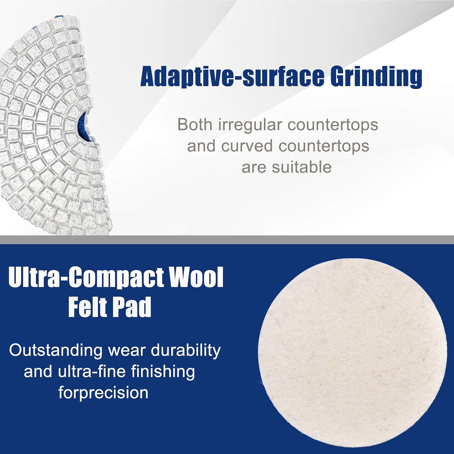 18 PCS 4 Inch Diamond Polishing Pads, 50-3000 Grit Wet/Dry Polish Pad Kit with 5/8’’-11 Backer Pad, Drill Adapter and Wool Disc for Drill Grinder Polisher