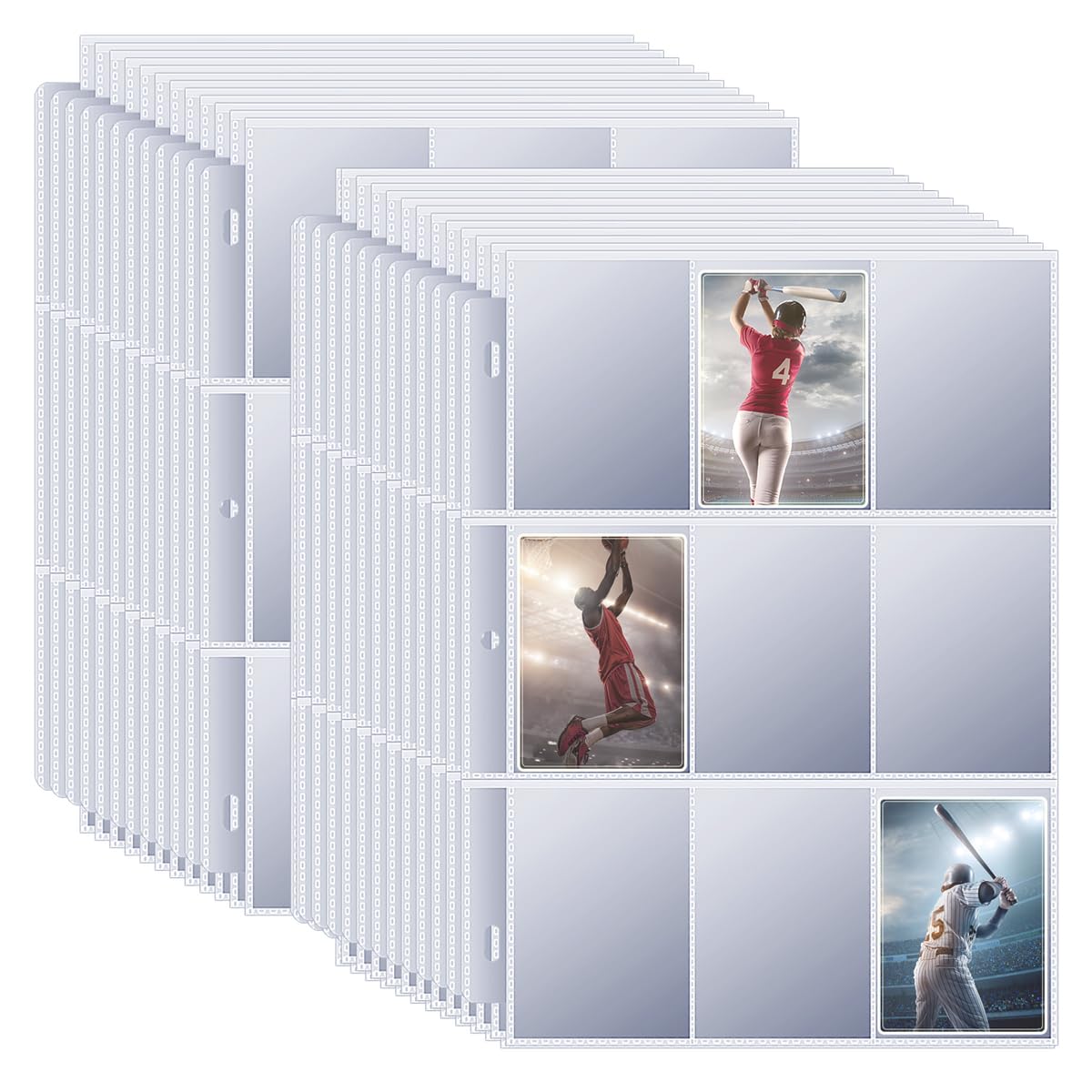 1800 Pocket Trading Card Sleeves - Double-Sided, Clear for 3-Ring Binder, Game, Sports & Business Cards