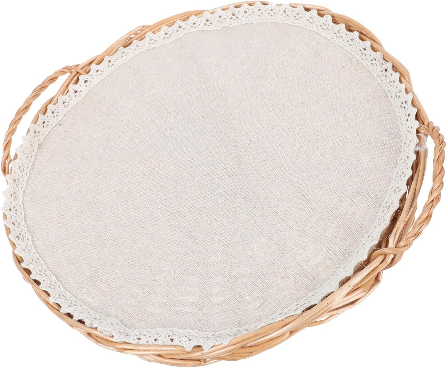 Handmade Natural Wicker Bread Basket and Woven Storage Basket for Kitchen Food Serving and Bread Storage