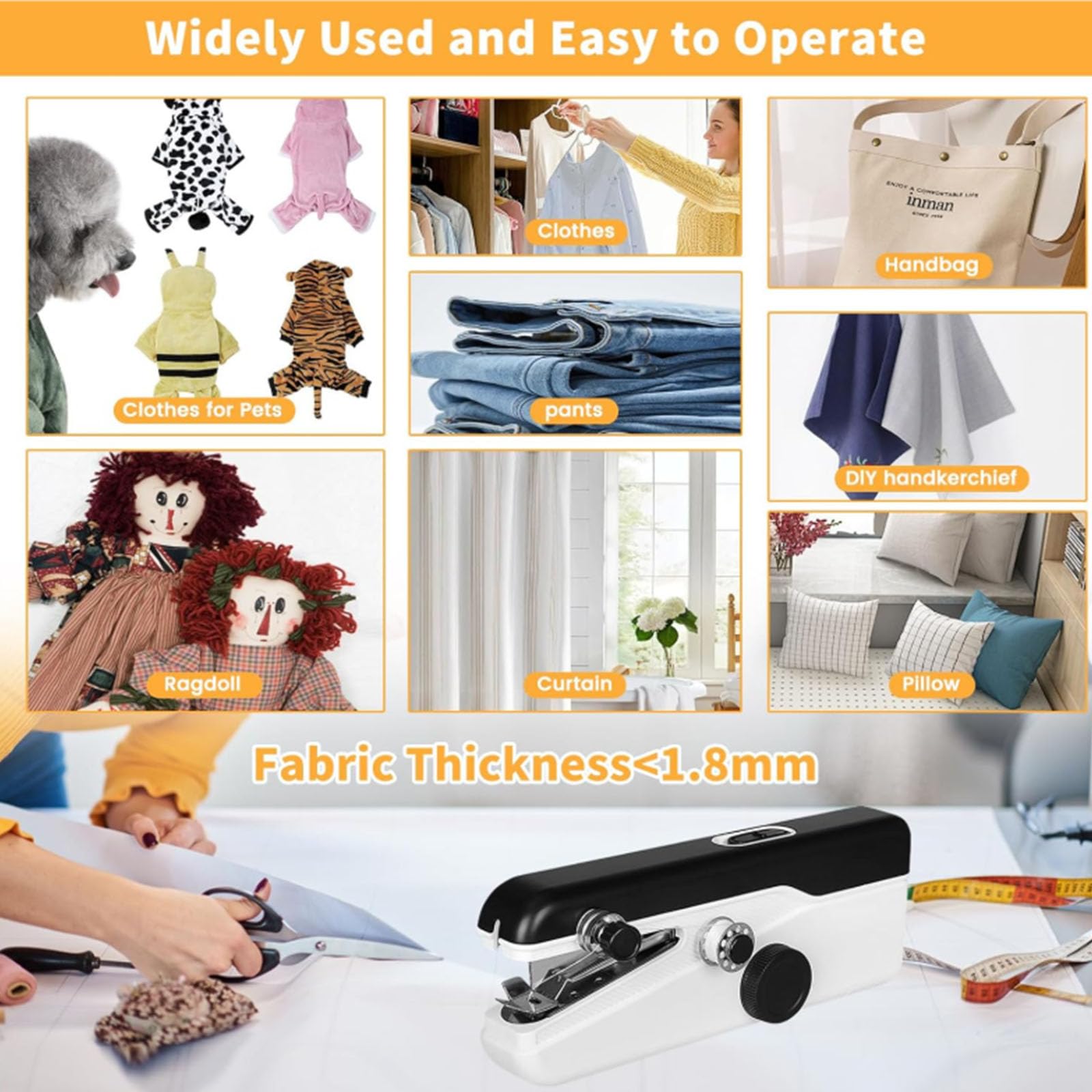 2 Piezas Máquina de Coser de Emergencia de Mano, 2 Niveles Mini Kit de Costura para el hogar Ajustable Máquina Exquisita y portátil se Aplica a la Ropa, el Viaje en el hogar