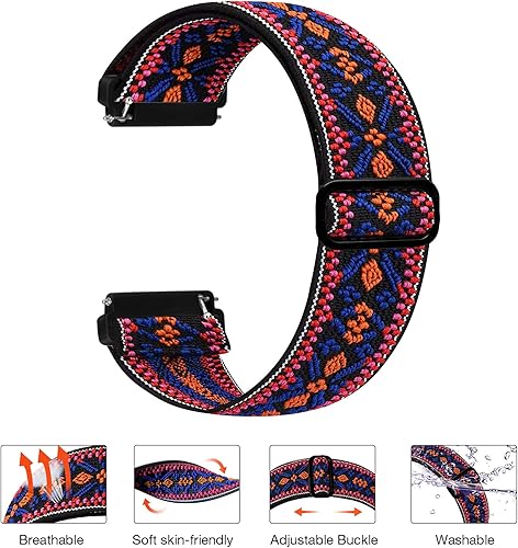 Miniatura 8 de Paquete de 8 bandas elásticas compatibles con Fitbit Versa 2/Versa/Versa SE/Versa Lite, correas de repuesto elásticas ajustables de nailon de bucle