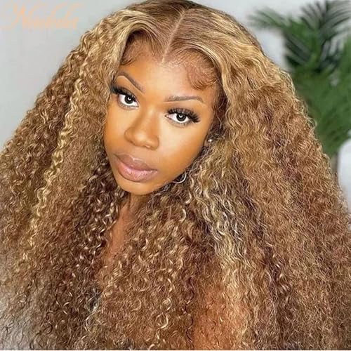 Miniatura 7 de Nadula - Peluca de cabello humano malasio rizado afro 4C, encaje frontal de 13x4 pulgadas, predepilada con abuelitos, sin pegamento, rubio miel
