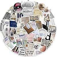 Vista 2 de Calcomanías estéticas impermeables para laptop, 57 piezas para botella de agua, laptop, computadora, patineta, parachoques, calcomanías estéticas
