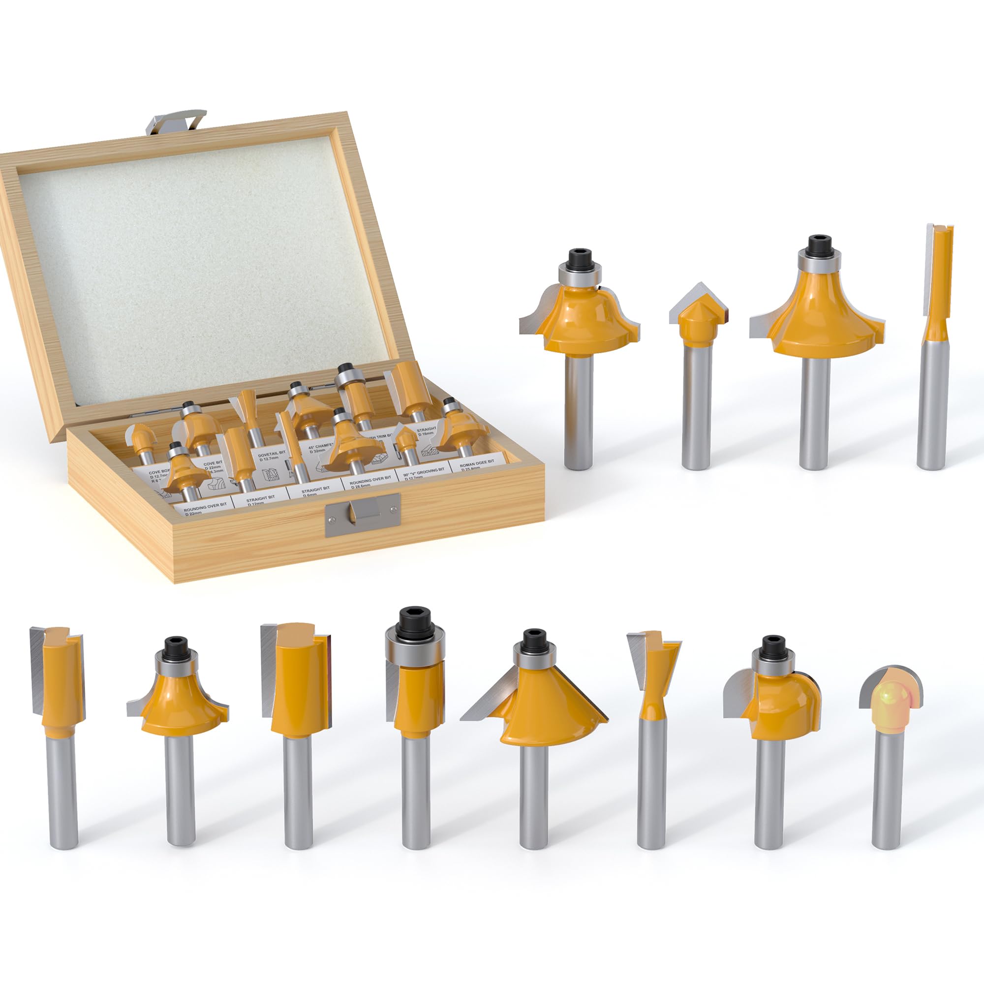 15 Router Bit Set - Tungsten Carbide, 1/4 Shank -9