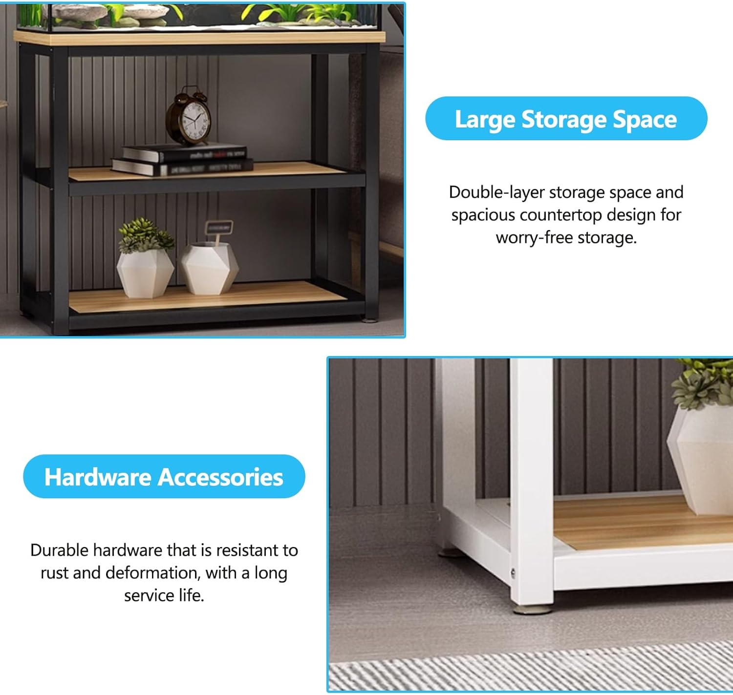Sturdy 27.6" Tall Tropical Fish Tank Stand Cabinet - Heavy-Duty Steel Frame, Perfect for Home, Office, Bedroom, Versatile Terrarium Holder & Storage Rack