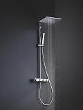 GROHE Euphoria SmartControl Cube 310 - Push Button Shower System with Cool Touch Thermostat (2 Spray Head 31 cm, 1 Spray Hand Shower, Horizontal 45 cm Shower Arm, Hose 1.75 m), Chrome, 26508000 - 2
