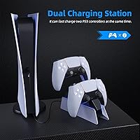 Vista 2 de Estación de carga de controlador PS5 con base de carga rápida dual PS5 cargador para Playstation 5 Dualsense Wireless Controller Accessories - LED