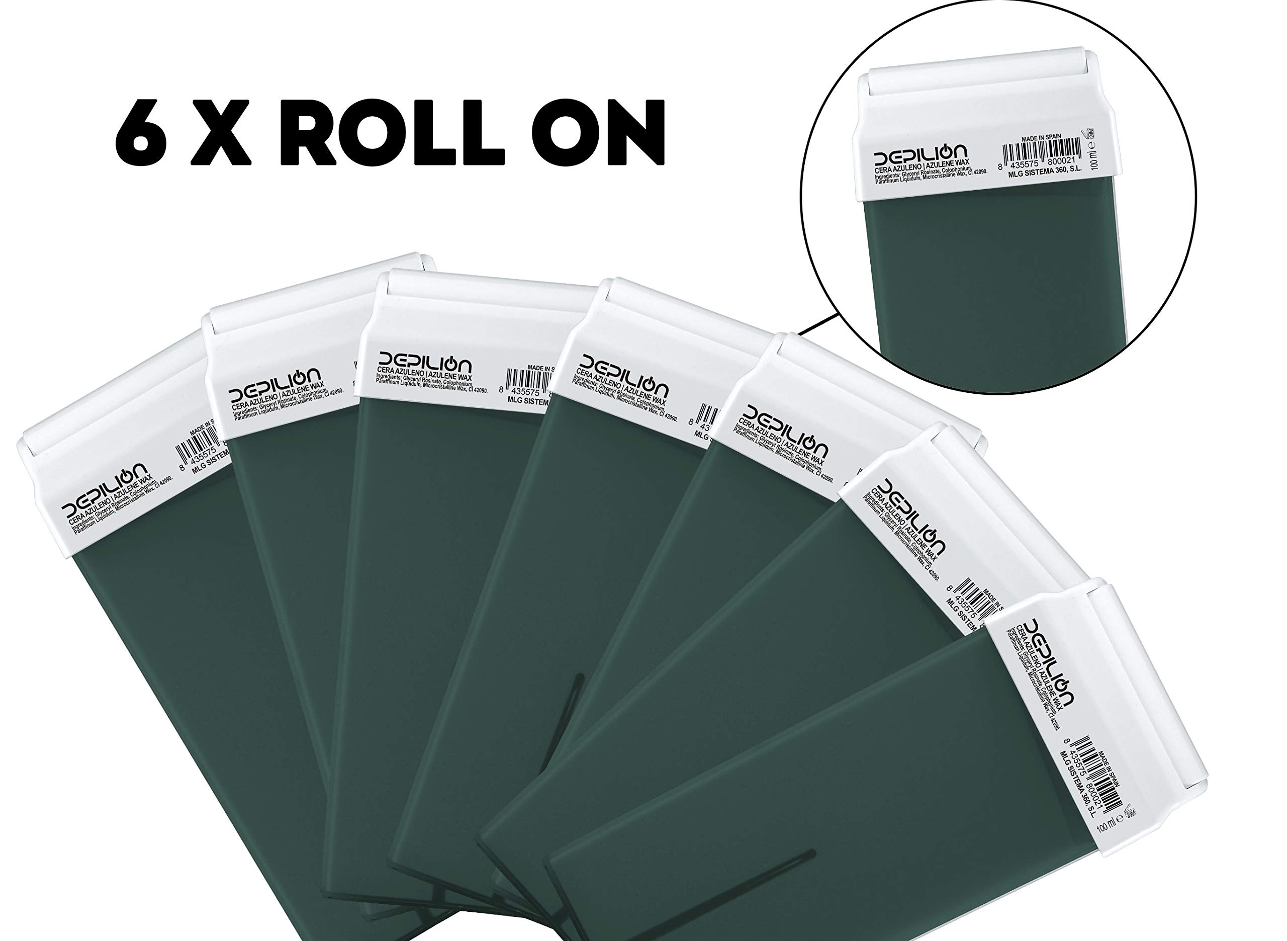 6 x Depilatory Wax Roll On 100 ml Cartridges Bluene/Roll-On Wax for Hair Removal – Depilatory