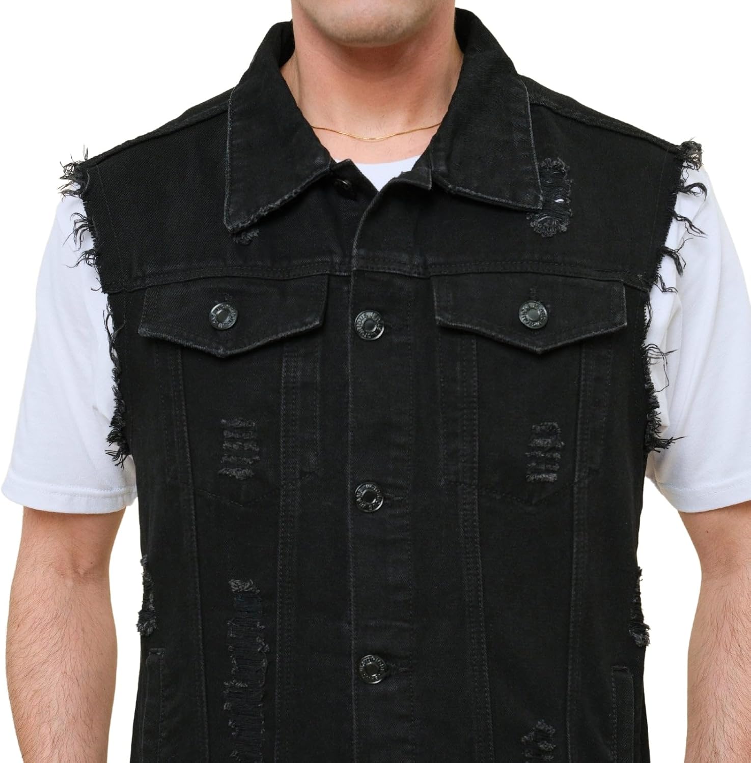 VICTORIOUS Rocker Denim Jean Vest Jacket