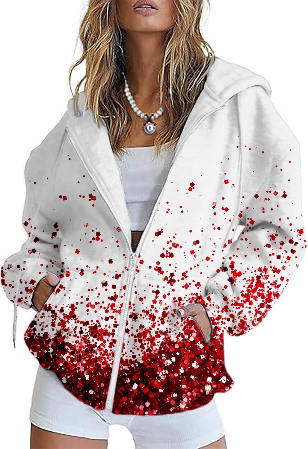 ZOCANIA Zipper Hoodies for Women Graphic Zip Up Hoodie Long Sleeve Sweatshirts Floral Y2k Jackets Fall Outfits with Pockets