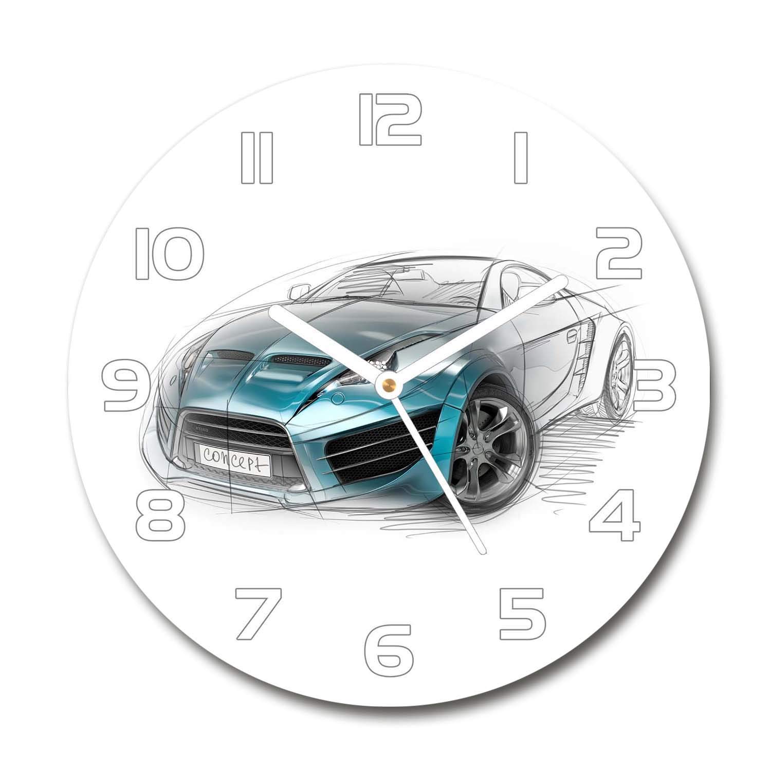 Horloge en verre rond 30cm de sécurité premium Tulup avec aiguilles blanches