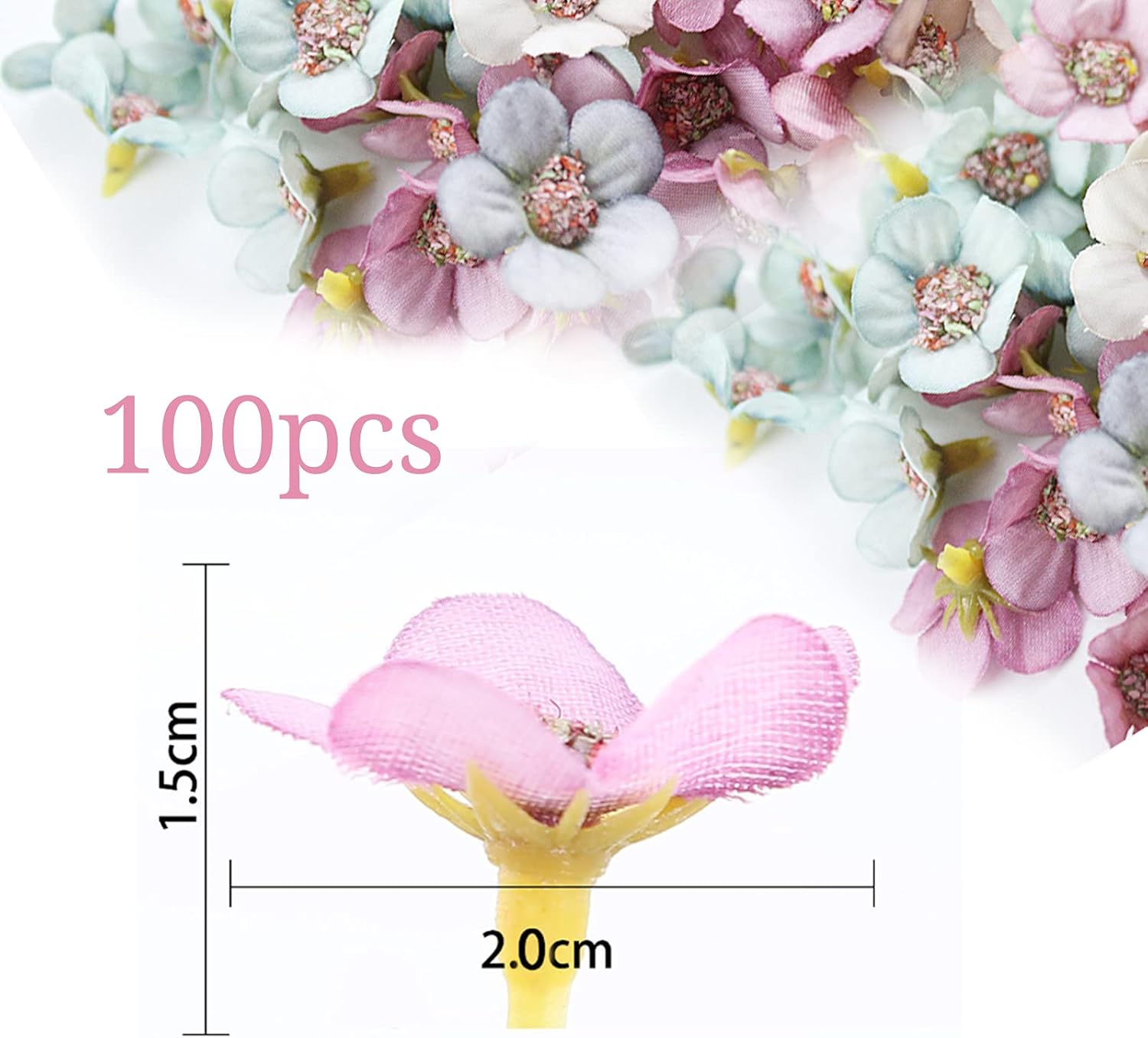 THETAG 100 Pieces Daisy Flower Heads Mini Artificial Flowers Colourful Mini Silk Flowers Artificial Flowers Heads Decoration for Home Garden Wedding Party House DIY Crafts Scrapbooking