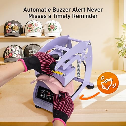 Miniatura 5 de Máquina de prensa térmica para sombreros, placa de calor curvada de 6.54 x 3.84 pulgadas, control preciso de temperaturatemporizador, ensanchador de