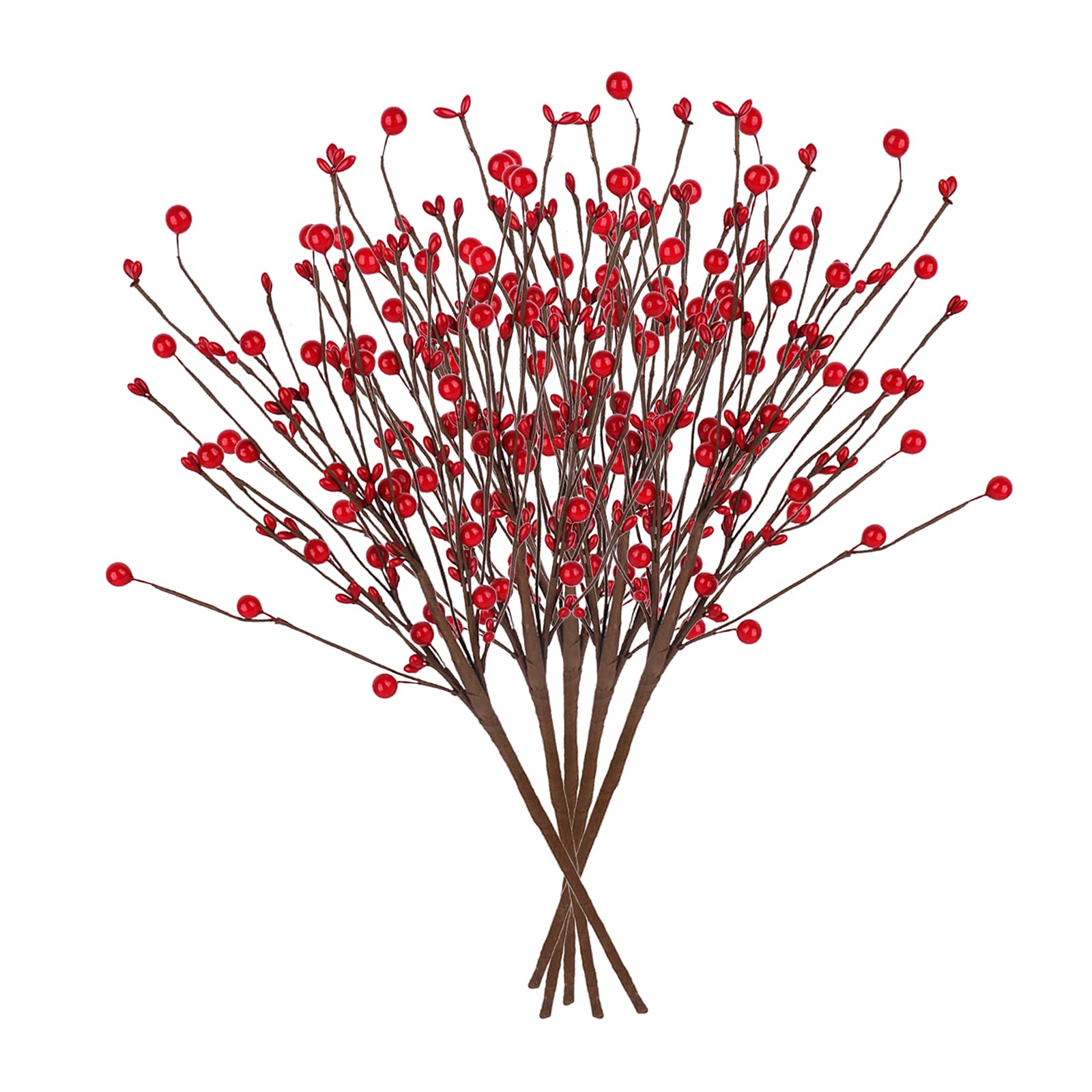 RESOYE Christmas Red Berry Twig Stem, 5Pcs 16.5Inch Artificial Berry Flower Picks for Xmas Tree DIY Crafts Wedding Holiday Home Decor