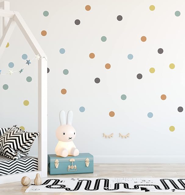 QuoteMyWall Chic Colour Polka Dot Wall Stickers For Nursery Rooms Children's Bedrooms Kids Wall Art Removable Dot Decals Peel & Stick (80 Pack)