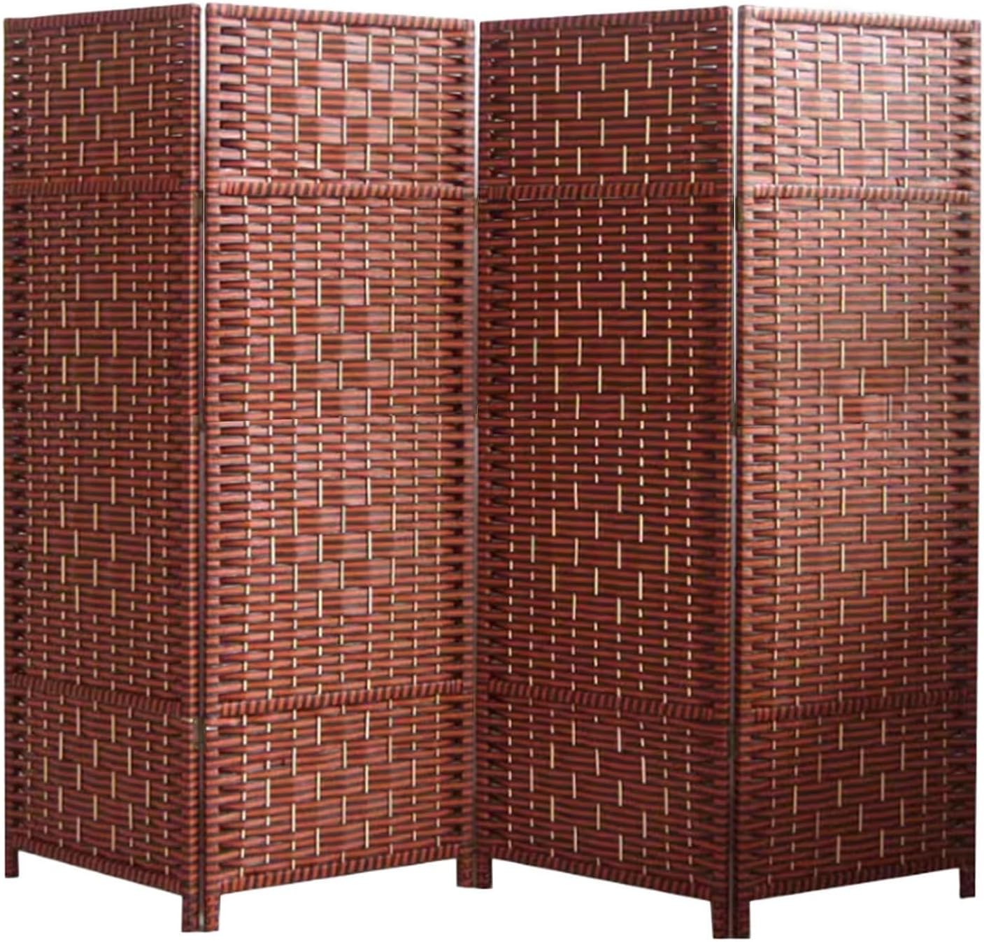 Freestanding Room Partition 4/5/6 Panel Wall, Portable Folding Woven Blackout Privacy Screen Suitable for Home Office Garden Patio(120x40cm-6 Panels)