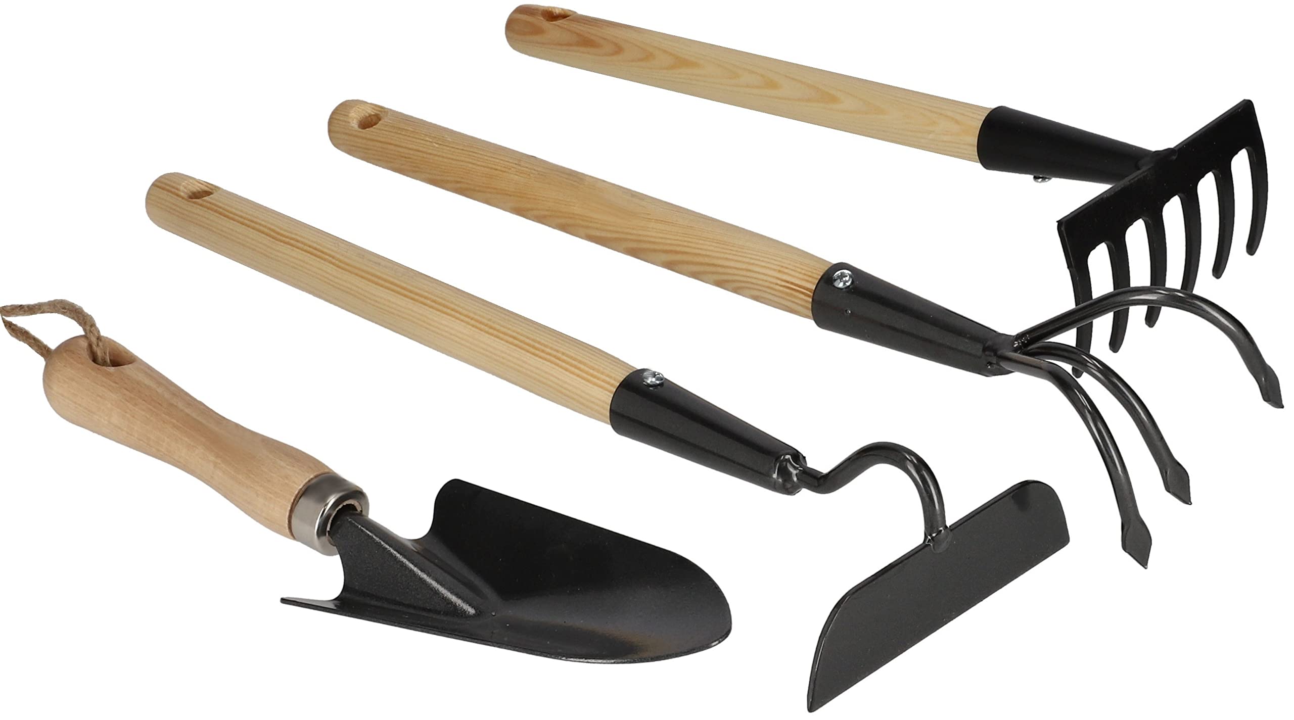 KOTARBAU® Juego de Mini Herramientas de jardín: Pala, rastrillo, escarificador, azada y Guantes, Herramientas de jardinería y huerto, Kit de jardinería, Herramientas de Acero con Mango de Madera